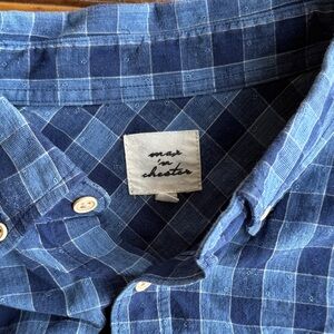 Navy Plaid Men's Casual Shirt